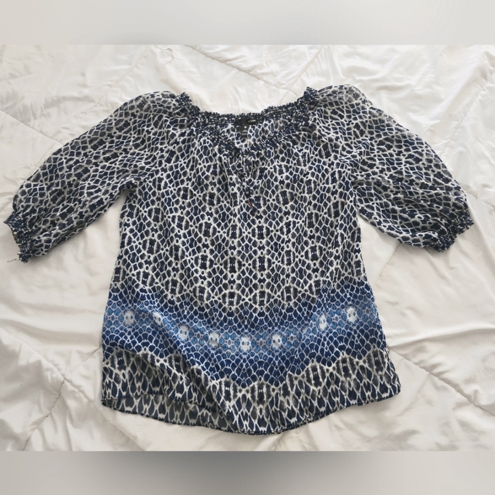 Aqua Puff Sleeve pattern blouse